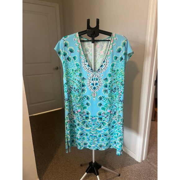Lilly Pulitzer Dresses & Skirts - Lilly Pulitzer Tropical Turtle & Palm Tree V-Neck Dress Women’s Size Large